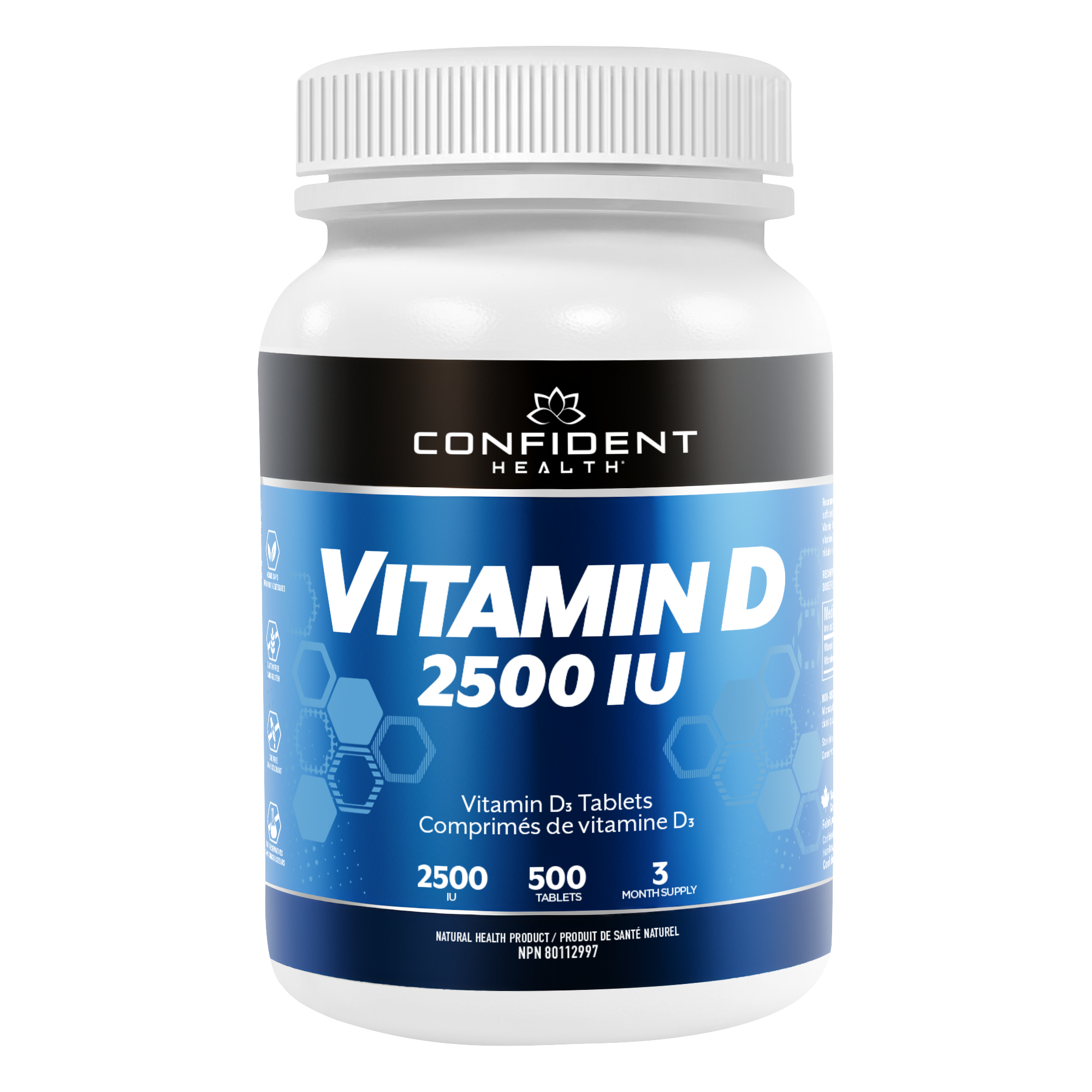 vitamin d bottle render, front facing