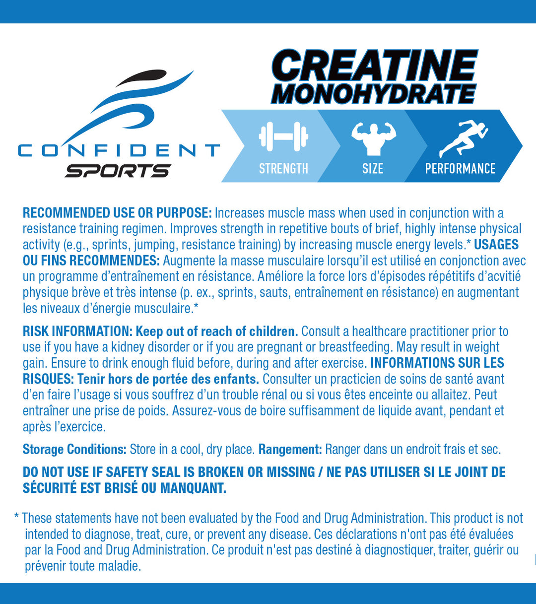 Creatine Monohydrate (125g, 450g, 480g, 1100g) – Confident Health