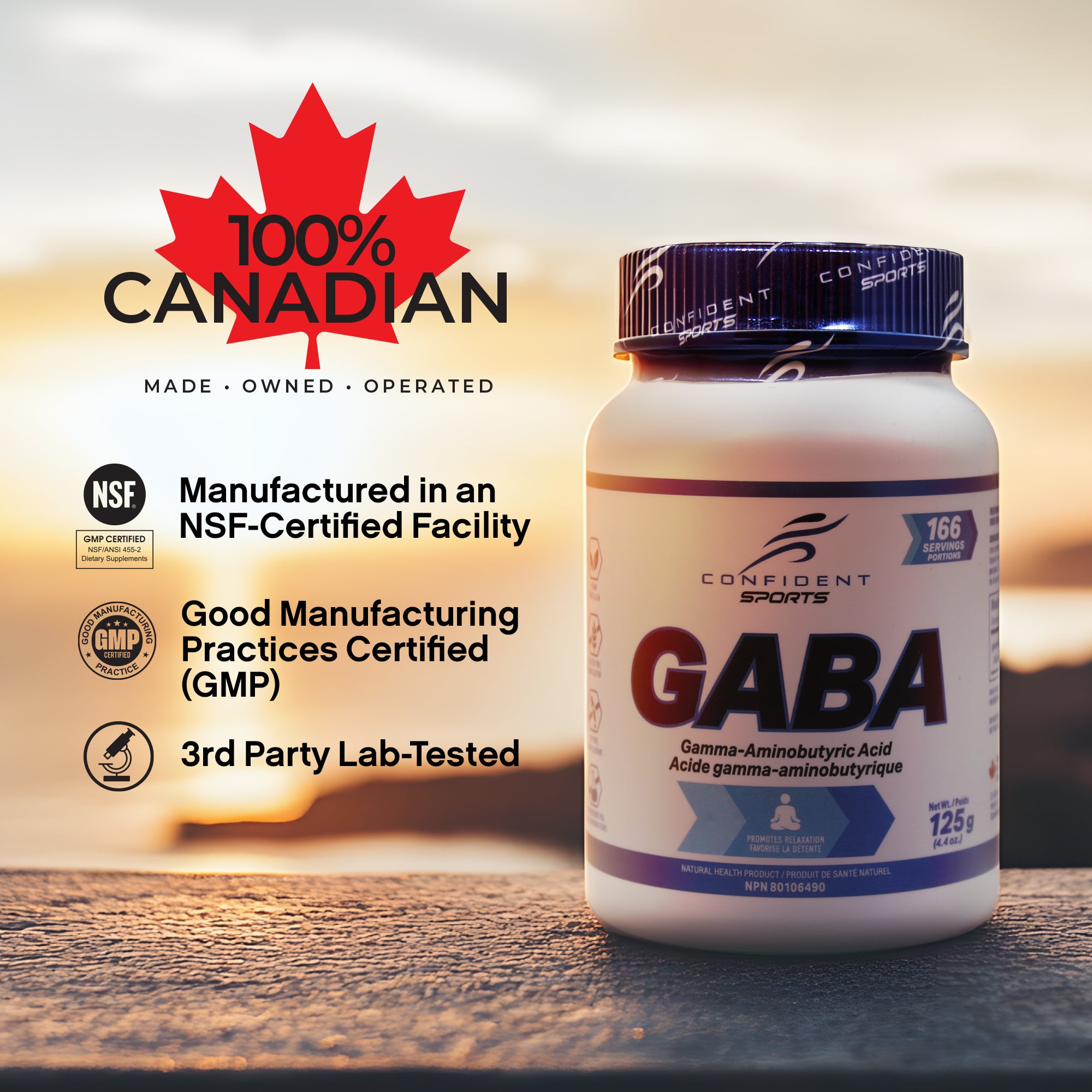 Photo of GABA with text overlay Made in Canada