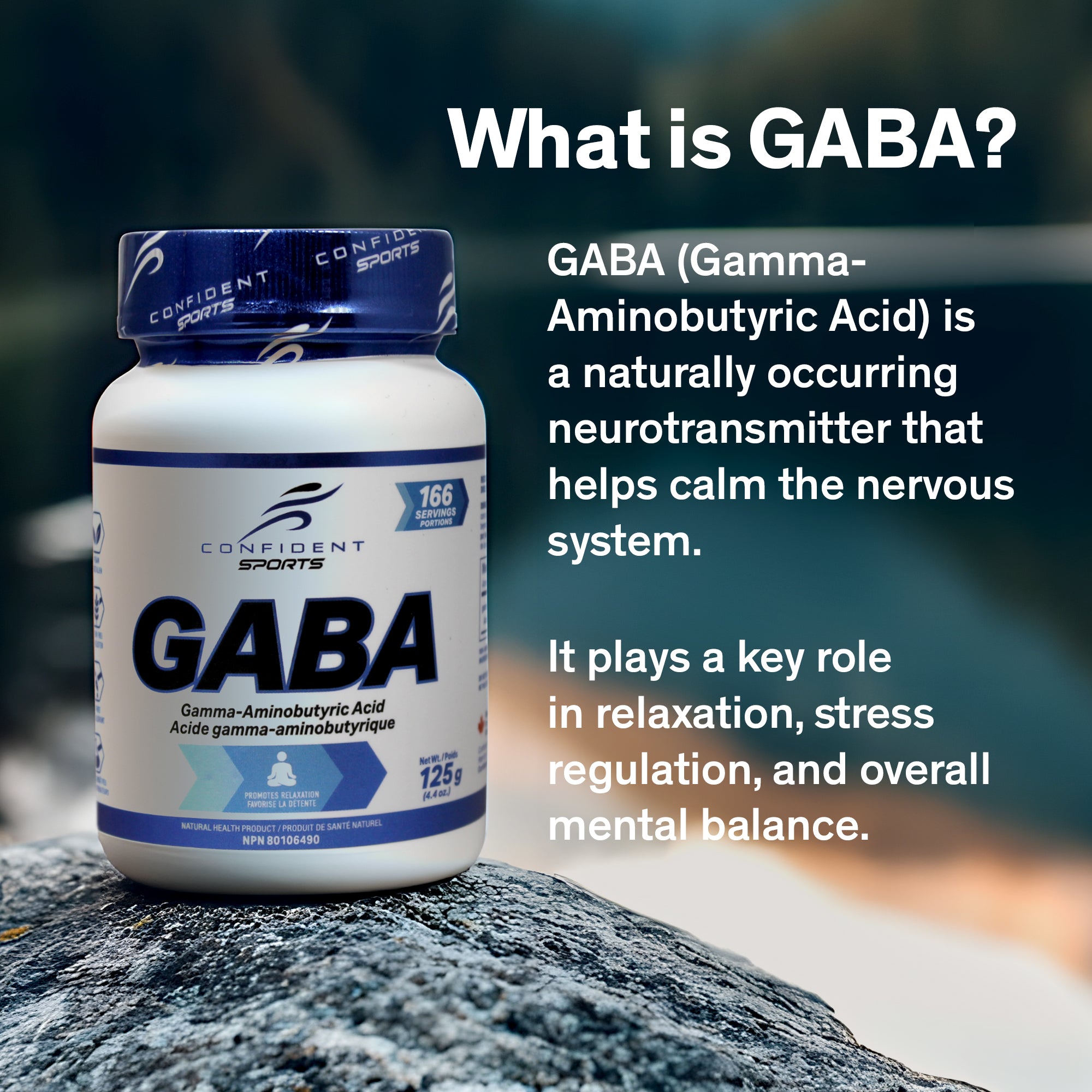 Photo of GABA with text overlay explaining what GABA is